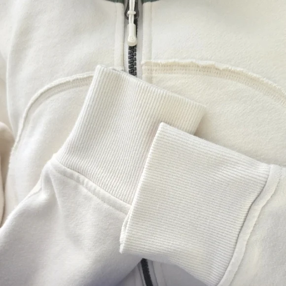 Lululemon Women's Cream Teal Retro Zip-Up Fleece Lined Scuba Jacket Pockets 8 - Picture 10 of 16